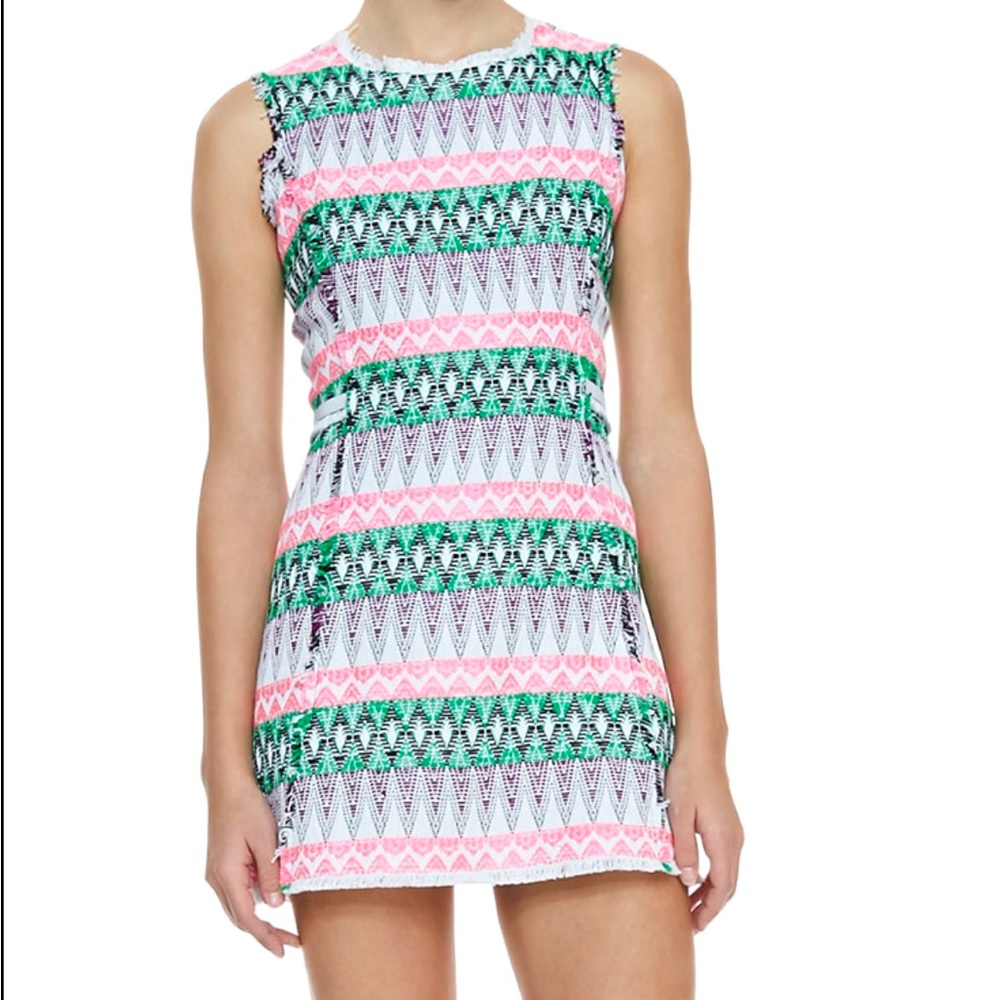 Milly | Dress | Raw-Edge-Trim Tweed Dress Mini Dress | Size 2